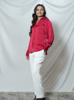 Pinkmink-Red Silk Satin Shirt